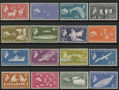 1963 South Georgia SG1-16 16 values mounted mint 1963 South Georgia SG1-16 16 values mounted mint