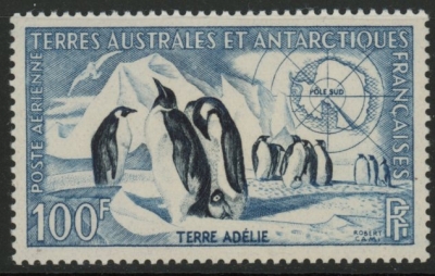 1956 French Antarctic - SG.17 100F Emperor Penguins & Snow Petrel. mounted mint 1956 French Antarctic - SG.17 100F Emperor Penguins & Snow Petrel. mounted mint