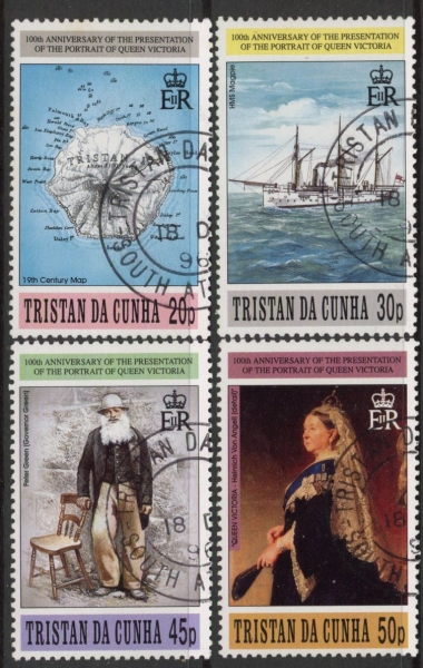 1996 Tristan Da Cunha. SG.606-9 Centenary of Presentation of Queen Victoria Portrait. set of 4 values Used 1996 Tristan Da Cunha. SG.606-9 Centenary of Presentation of Queen Victoria Portrait. set of 4 values Used