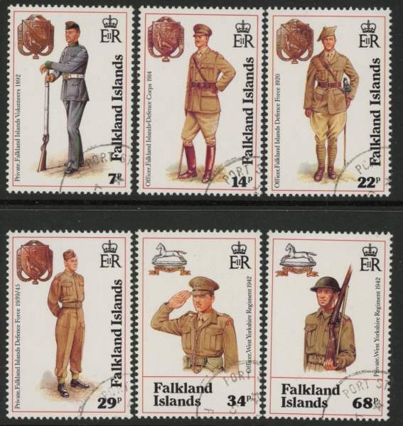 1992 Falkland Islands. SG.665-70 Centenary of Falkland Islands Defence Force. set 6 values Used(CTO) 1992 Falkland Islands. SG.665-70 Centenary of Falkland Islands Defence Force. set 6 values Used(CTO)