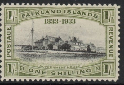 1933 Falkland Islands. SG.134 1/- black & olive green - KGV Centenary. U/M (MNH) 1933 Falkland Islands. SG.134 1/- black & olive green - KGV Centenary. U/M (MNH)