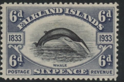 1933 Falkland Islands. SG.133 6d black & slate - KGV Centenary. mounted mint. 1933 Falkland Islands. SG.133 6d black & slate - KGV Centenary. mounted mint.