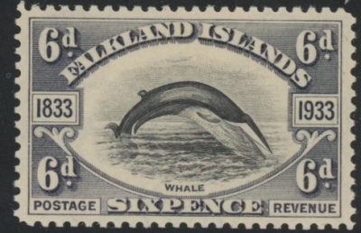 1933 Falkland Islands. SG.133 6d black & slate - KGV Centenary. U/M (MNH) 1933 Falkland Islands. SG.133 6d black & slate - KGV Centenary. U/M (MNH)
