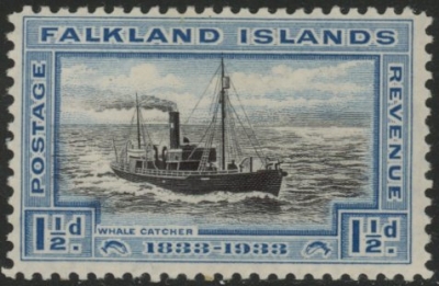 1933 Falkland Islands. SG.129 1½d black & blue. lightly mounted mint. 1933 Falkland Islands. SG.129 1½d black & blue. lightly mounted mint.