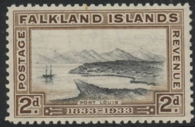 1933 Falkland Islands. SG.130 2d black & brown. U/M (MNH) 1933 Falkland Islands. SG.130 2d black & brown. U/M (MNH)