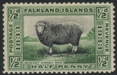 1933 Falkland Islands. SG.127 ½d black & green. mounted mint. 1933 Falkland Islands. SG.127 ½d black & green. mounted mint.