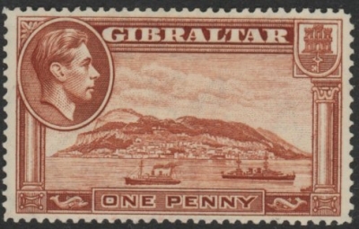 1938 Gibraltar SG.122 1d yellow-brown perf 14 mounted mint 1938 Gibraltar SG.122 1d yellow-brown perf 14 mounted mint