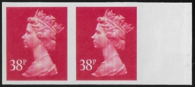 Y1706a 38p 'IMPERF PAIR' 2B rosine. yellow fluor. ex sheet. Enschede U/M (MNH) Y1706a 38p 'IMPERF PAIR' 2B rosine. yellow fluor. ex sheet. Enschede U/M (MNH)