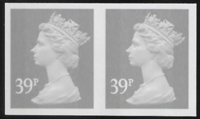 Y1709a 39p 'IMPERF PAIR' 2B grey. blue fluor. ex sheet DLR U/M (MNH) Y1709a 39p 'IMPERF PAIR' 2B grey. blue fluor. ex sheet DLR U/M (MNH)
