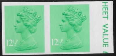 X898 12½p 'IMPERF PAIR' CB light emerald Harrison U/M (MNH) X898 12½p 'IMPERF PAIR' CB light emerald Harrison U/M (MNH)