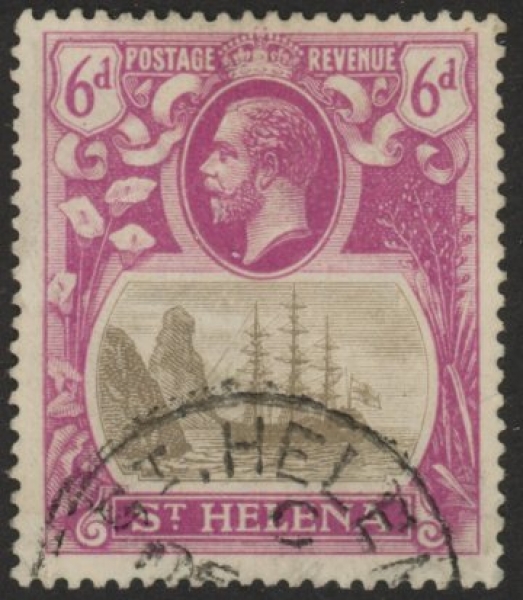 1922 St. Helena - SG.104 6d grey & bright purple. (wmk Script) fine used. 1922 St. Helena - SG.104 6d grey & bright purple. (wmk Script) fine used.