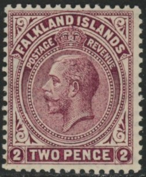1914 Falkland Islands - SG.62c 2d Deep reddish purple U/M (MNH) 1914 Falkland Islands - SG.62c 2d Deep reddish purple U/M (MNH)