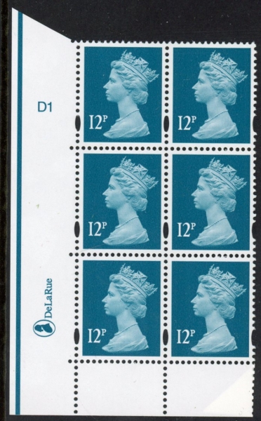 Y1677 (U211A) 12p greenish blue 2B DLR Cyl. D1 no dot phos D1 blue fluor PVA cream. (U/M (MNH) Y1677 (U211A) 12p greenish blue 2B DLR Cyl. D1 no dot phos D1 blue fluor PVA cream. (U/M (MNH)
