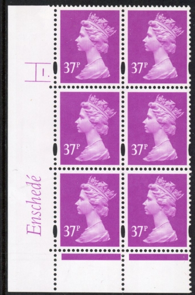 Y1703 (U361) 37p bright mauve. 2B Enschedé 2mm VB. Cyl. 1 dot PVA.(white) blue fluor.U/M (MNH) Y1703 (U361) 37p bright mauve. 2B Enschedé 2mm VB. Cyl. 1 dot PVA.(white) blue fluor.U/M (MNH)