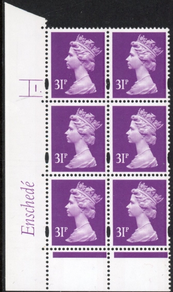 Y1695 (U327) 31p 2B deep mauve Enschedé Cyl.1 dot 2mm Varnished bands. white back. blue fluor. U/M (MNH) Y1695 (U327) 31p 2B deep mauve Enschedé Cyl.1 dot 2mm Varnished bands. white back. blue fluor. U/M (MNH)