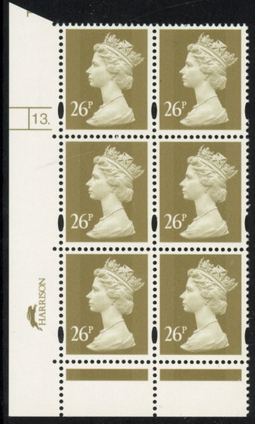 Y1692 (U302) 26p 2B Gold. Harrison Cyl.13 dot. phos 45 blue fluor. .U/M (MNH) Y1692 (U302) 26p 2B Gold. Harrison Cyl.13 dot. phos 45 blue fluor. .U/M (MNH)