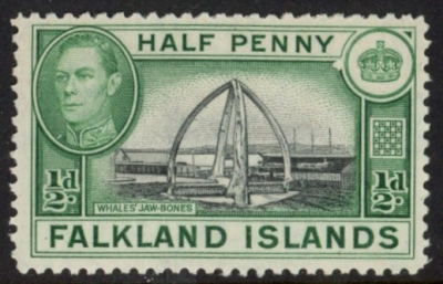 1938 Falkland Islands SG.146 ½d black and green U/M (MNH) 1938 Falkland Islands SG.146 ½d black and green U/M (MNH)