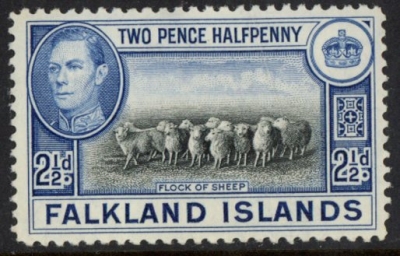 1938 Falkland Islands. SG.151 2½d black and bright blue. U/M (MNH) 1938 Falkland Islands. SG.151 2½d black and bright blue. U/M (MNH)