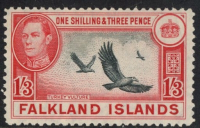 1946 Falkland Islands - SG.159 1/3d black & carmine-red mounted mint 1946 Falkland Islands - SG.159 1/3d black & carmine-red mounted mint