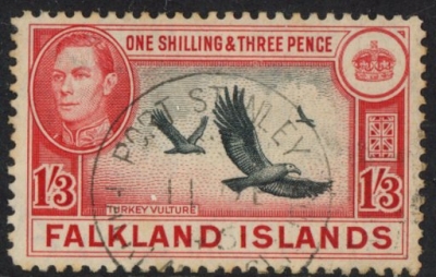 1946 Falkland Islands. SG.159 1/3d. black & carmine-red. fine used. 1946 Falkland Islands. SG.159 1/3d. black & carmine-red. fine used.