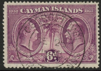 1932 Cayman Islands SG.91 6d King William IV & KGV Used 1932 Cayman Islands SG.91 6d King William IV & KGV Used