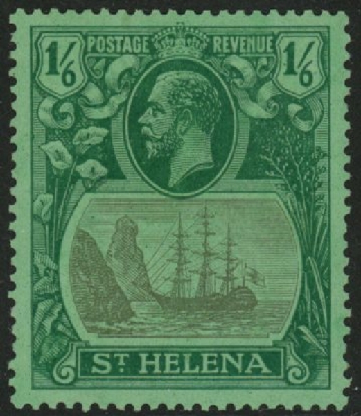 1922 St Helena. SG.107 1/6d grey and green/green. U/M (MNH). 1922 St Helena. SG.107 1/6d grey and green/green. U/M (MNH).