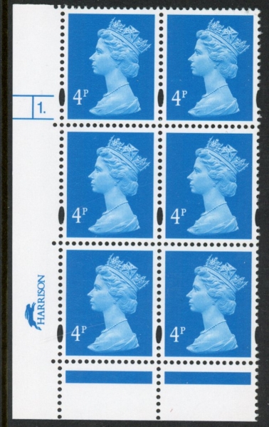 Y1669 (U132E) 4p new blue 2B Harr/DLR Cyl. 1 dot Phos 47 blue fluor PVA (bluish).U/M (MNH) Y1669 (U132E) 4p new blue 2B Harr/DLR Cyl. 1 dot Phos 47 blue fluor PVA (bluish).U/M (MNH)
