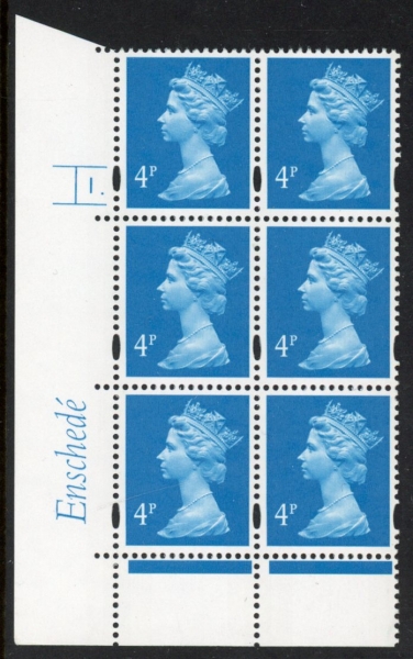Y1669 (U132B) 4p new blue 2B Enschedé Cyl. 1 dot. 4mm varnished bands. yellow fluor PVA (bluish).U/M (MNH) Y1669 (U132B) 4p new blue 2B Enschedé Cyl. 1 dot. 4mm varnished bands. yellow fluor PVA (bluish).U/M (MNH)