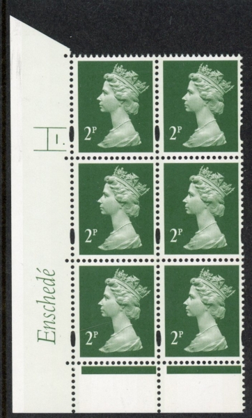Y1668 (U85B) 2p deep green. 2B Enschedé. 2mm varnished bands PVA buish Cyld. 1dot. yellow fluor U/M (MNH) Y1668 (U85B) 2p deep green. 2B Enschedé. 2mm varnished bands PVA buish Cyld. 1dot. yellow fluor U/M (MNH)