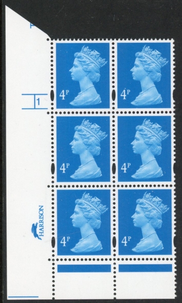 Y1669 (U132E) 4p new blue 2B Harr/DLR Cyl. 1 no dot Phos 47 blue fluor PVA (bluish).U/M (MNH) Y1669 (U132E) 4p new blue 2B Harr/DLR Cyl. 1 no dot Phos 47 blue fluor PVA (bluish).U/M (MNH)
