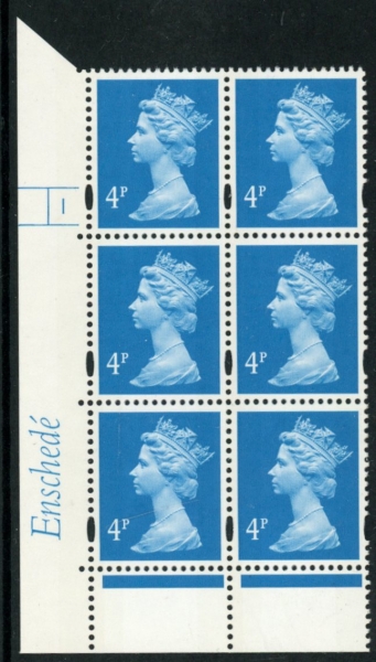 Y1669 (U132C) 4p new blue 2B Enschedé Cyl. 1 no dot. 2mm varnished bands. blue fluor PVA (bluish).U/M (MNH) Y1669 (U132C) 4p new blue 2B Enschedé Cyl. 1 no dot. 2mm varnished bands. blue fluor PVA (bluish).U/M (MNH)