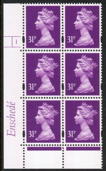 Y1695 (U327) 31p 2B deep mauve Enschede Cyl.1 no dot blue fluor. PVA white. U/M (MNH) Y1695 (U327) 31p 2B deep mauve Enschede Cyl.1 no dot blue fluor. PVA white. U/M (MNH)