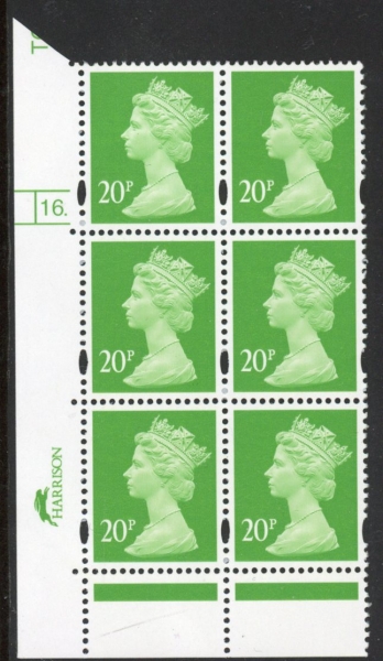 Y1685 (U274) 20p bright green CB Cyld. 16 dot phos. 46 PVA bluish. blue fluor. U/M (MNH) Y1685 (U274) 20p bright green CB Cyld. 16 dot phos. 46 PVA bluish. blue fluor. U/M (MNH)