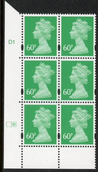 Y1730 (-) 60p emerald DLR cyl. D1 right U/M (MNH) Y1730 (-) 60p emerald DLR cyl. D1 right U/M (MNH)