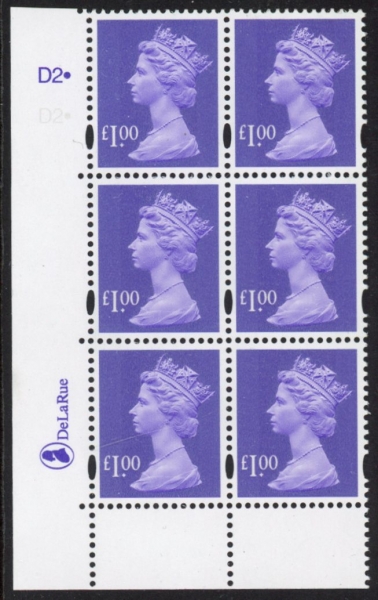 Y1743 (U484) £1 bluish violet. DeLaRue PVA cream. Cyld.D2D2 dot. phos. D1 U/M (MNH) Y1743 (U484) £1 bluish violet. DeLaRue PVA cream. Cyld.D2D2 dot. phos. D1 U/M (MNH)