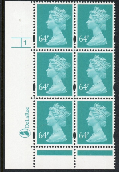 Y1733 (U455) 64p turquoise-green DLR cyl.1 no dot phos.47 U/M (MNH) Y1733 (U455) 64p turquoise-green DLR cyl.1 no dot phos.47 U/M (MNH)