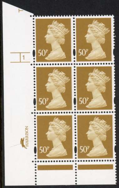 Y1726 (U434) 50p ochre Harrison/DLR Cyld. 1 no dot Phos 45 U/M (MNH) Y1726 (U434) 50p ochre Harrison/DLR Cyld. 1 no dot Phos 45 U/M (MNH)