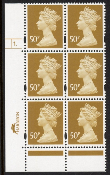 Y1726 (U434) 50p ochre Harrison/DLR Cyld. 1 dot Phos 45 U/M (MNH) Y1726 (U434) 50p ochre Harrison/DLR Cyld. 1 dot Phos 45 U/M (MNH)