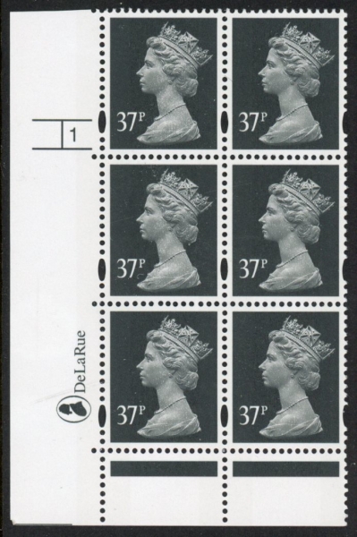 Y1704 (U365) 37p grey-black 2B DLR Cyl. 1 no dot phos 47. blue fluor U/M (MNH) Y1704 (U365) 37p grey-black 2B DLR Cyl. 1 no dot phos 47. blue fluor U/M (MNH)