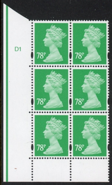 Y1738 (U474) 78p emerald DLR cyl.1 no dot U/M (MNH) Y1738 (U474) 78p emerald DLR cyl.1 no dot U/M (MNH)