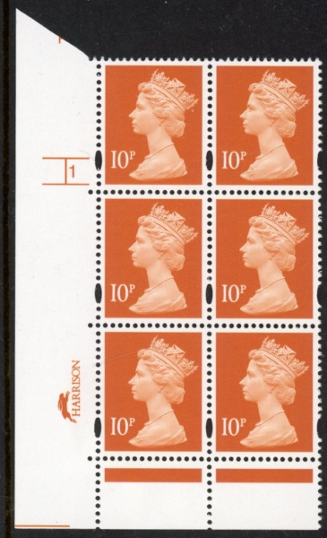 Y1676 (U195C) 10p dul orange. 2B Har/DLR Cyl.1no dot phos. 45 blue fluor PVA bluish. U/M (MNH) Y1676 (U195C) 10p dul orange. 2B Har/DLR Cyl.1no dot phos. 45 blue fluor PVA bluish. U/M (MNH)