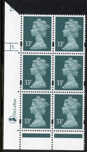 Y1696 (U334) 33p grey green. DLR Cyl.1 dot phos 47. PVA bluish. blue fluor. U/M (MNH) Y1696 (U334) 33p grey green. DLR Cyl.1 dot phos 47. PVA bluish. blue fluor. U/M (MNH)