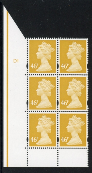 Y1722(U414) 46p yellow. DLR Cyl. D1 no dot blue fluor U/M (MNH) Y1722(U414) 46p yellow. DLR Cyl. D1 no dot blue fluor U/M (MNH)