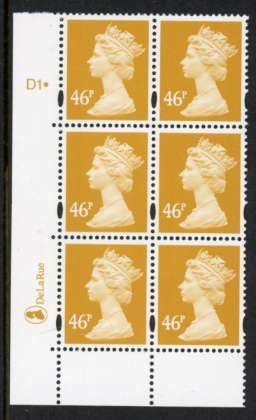 Y1722(U414) 46p yellow. DLR Cyl. D1 dot blue fluor U/M (MNH) Y1722(U414) 46p yellow. DLR Cyl. D1 dot blue fluor U/M (MNH)
