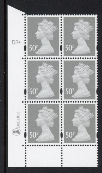 Y1727 (U439) 50p grey DLR Cyld. D2 dot phos D1 blue fluor U/M (MNH) Y1727 (U439) 50p grey DLR Cyld. D2 dot phos D1 blue fluor U/M (MNH)