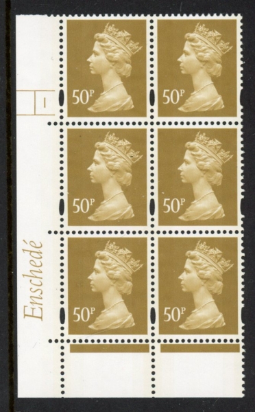 Y1726 (U431) 50p ochre Enschede Cyld. 1 no dot perf RE2. yellow fluor. U/M (MNH) Y1726 (U431) 50p ochre Enschede Cyld. 1 no dot perf RE2. yellow fluor. U/M (MNH)