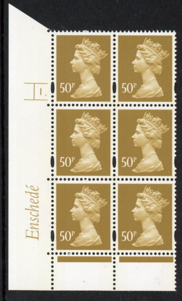 Y1726 (U431) 50p ochre Enschede Cyld. 1 dot perf RE. yellow fluor. U/M (MNH) Y1726 (U431) 50p ochre Enschede Cyld. 1 dot perf RE. yellow fluor. U/M (MNH)