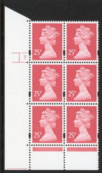 Y1690 (U291) 25p rose-red. 2B. Harrison Cyld. 7 no dot. Phos 43 PVAD Blue Fluor. U/M (MNH) Y1690 (U291) 25p rose-red. 2B. Harrison Cyld. 7 no dot. Phos 43 PVAD Blue Fluor. U/M (MNH)