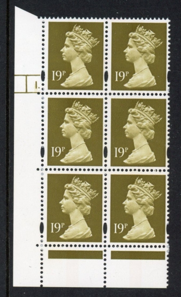 Y1682 (U263B) 19p CB bistre Harrison Cyl.1 dot phos 41 blue fluor. U/M (MNH) Y1682 (U263B) 19p CB bistre Harrison Cyl.1 dot phos 41 blue fluor. U/M (MNH)