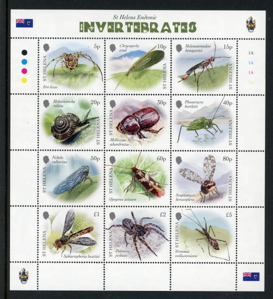 2026 St Helena. SG.TBA. Invertibrates.Sheetlet of 12 values. U/M (MNH) 2026 St Helena. SG.TBA. Invertibrates.Sheetlet of 12 values. U/M (MNH)
